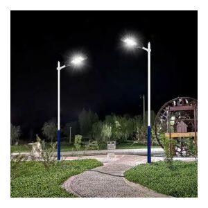 Lampa solara stradala 100W, senzor miscare, lumina alb rece 6500K, 3 moduri iluminare, telecomanda, aluminiu