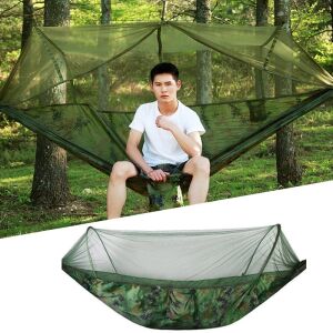 Katonai függőágy 260x140 cm, szúnyogháló, maximális terhelhetőség 150 kg, cipzáras záródás, tárolózsák 139099140 - Kemping függőágy