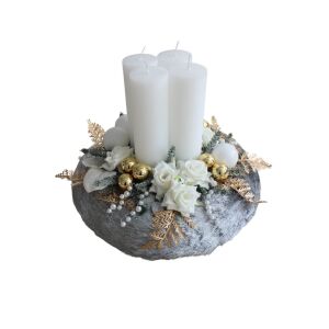 Kézzel Készített Arany-Ezüst Adventi Gyertyatartó - 38 cm 139099994 - Koszorú