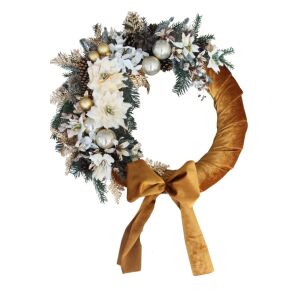 Kézzel Készített Krém-Arany Karácsonyi Ajtókoszorú - 50 cm 139100041 - Ajtódísz