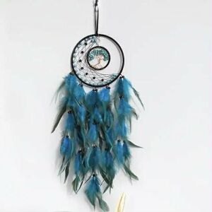 Türkiz álomcsapda életfa díszítéssel, indián stílusú fali dekoráció - Álomfogó