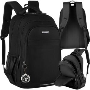 Rucsac școlar Oxford 600D - 22L, Negru, cu compartiment pentru laptop 139101491 - Modă și îmbrăcăminte