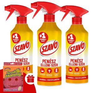 Szavo Препарат против мухъл за баня 3x500ml + Подарък гъба Scrub Mommy - Продукти за общо почистване