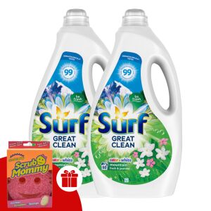 Surf Mountain Fresh & Jasmine płyn do prania 2x3L z gąbką Scrub Mommy w prezencie - Detergent