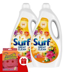 Surf Hawaiian Dream & Coconut течен перилен препарат 2x3L с гъба Scrub Mommy - Детергент
