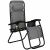 Like new! - Springos garden deckchair with cup holder, foldable, 130kg - Grey 139118697