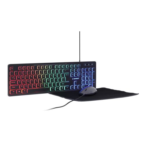 Gembird RGB Tastatur, Maus und Mauspad Set - Schwarz