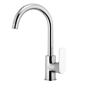 Remer Rubinetterie Infinity Kitchen I72 Küchenspülarmatur, hoher und schwenkbarer Auslauf, Einhebel, Keramikkartusche, kompaktes Design, einfache Montage, Messing verchromt