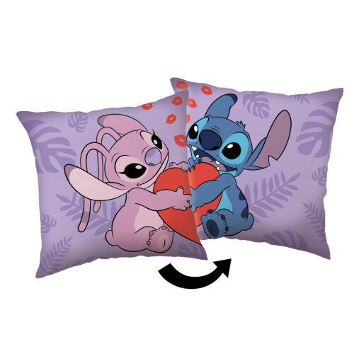 Disney Lilo és Stitch Díszpárna, 40x40cm, Stitch és Angel szívvel