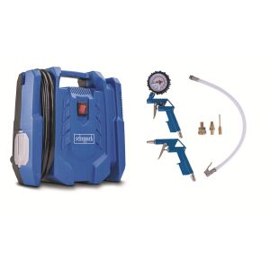 Scheppach Air Force 7 compressor with included accessories on white background - Scheppach