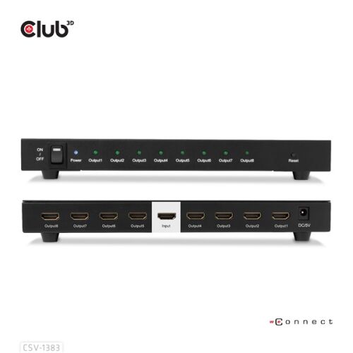 Club 3D Splitter - CSV-1383 (1 do 8 HDMI, 4K60Hz, HDR, Full 3D, 6Gbps, 12-bit Deep Color)