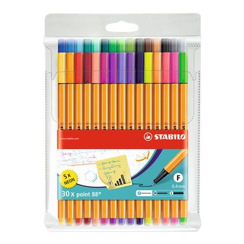 STABILO Point 88 Tűfilc Készlet - 30 szín (25+5 neon), 0.4 mm 139165179
