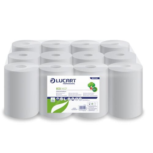 LUCART Eco CF 14 Tekercses Kéztörlő - 2 rétegű, Fehér, 12 tekercs