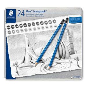 STAEDTLER Mars Lumograph 100 Grafitceruza Készlet - 24 db, Fém Doboz 139189292 - Grafitceruza