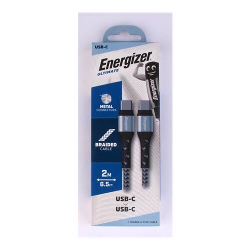 ENERGIZER USB-C - USB-C kábel - 2m, Ezüst, Fonott 139192994