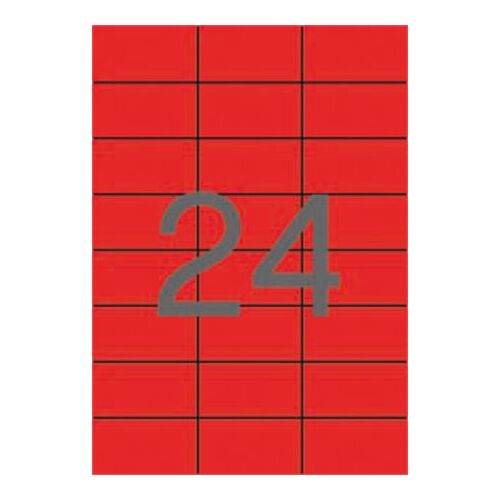 APLI Színes Etikett - 70x37mm, Piros, 2400 db