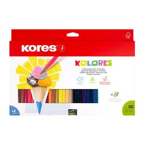 KORES Triangular Színes Ceruza Készlet - 36 db, Háromszögletű 139193580