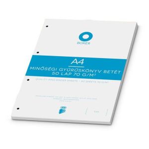 BOXER A4 Kockás Gyűrűs Könyv Betét - 50 Lap 139194658 - Gyűrűskönyvbetét