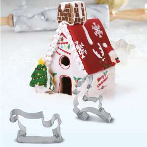 Sütikiszúró forma - 3D mézeskalács házikó cookie cutters with gingerbread house and reindeer shapes - Cookie cutter