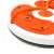 Close-up of the orange and white rotating cardio disc with resistance band