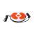 Rotating cardio disc with resistance band, white and orange, for home workouts