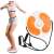 Rotating cardio disc with resistance band, white and orange, with woman using it for a workout