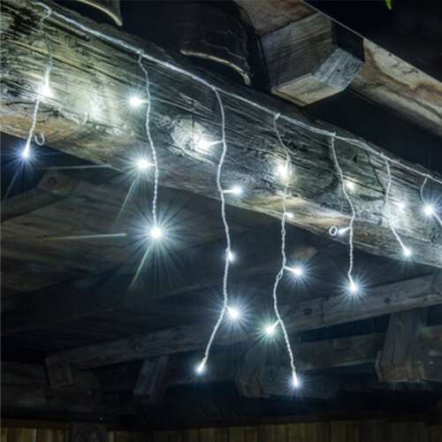 Studená biela drôtová LED svetelná clona s 50 žiarovkami 2,3 m