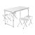 GardenLine folding camping table with 4 chairs, white