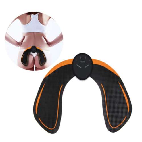 Butt muscle stimulator with control panel, collage