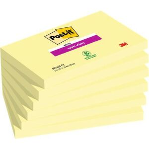 3M Post-it Super Sticky Jegyzetlap Csomag - 76x127mm, 6x90 Lap, Kanári Sárga 139206952 - Jegyzettömb