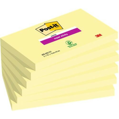 3M Post-it Super Sticky Jegyzetlap Csomag - 76x127mm, 6x90 Lap, Kanári Sárga 139206952