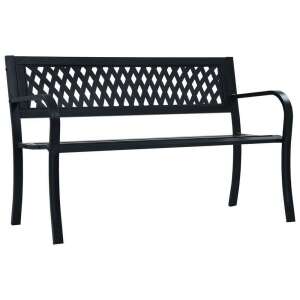 Timeless Tools garden bench with lattice backrest, black metal, 2-seater - Timeless Tools