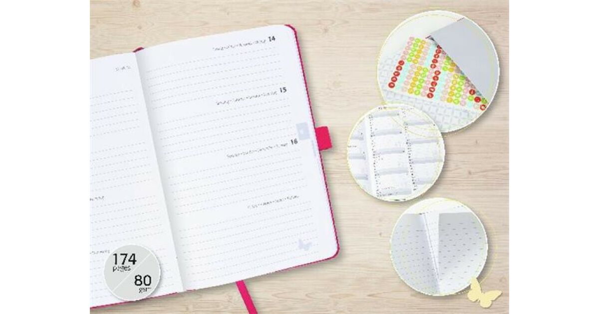 Weekly Planner Jolie 2026, Approx. A5, Butterfly Confetti Candy, Hardcover | SIGEL