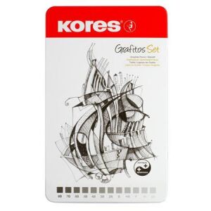 KORES Grafitos Grafitceruza Készlet - 12 db, Háromszögletű, Fém dobozban 139208612 - Grafitceruza