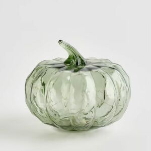 HOME & YOU Zöld Világító Üveg Tök Dekoráció - 15 cm 139214168 - Halloweeni dekoráció