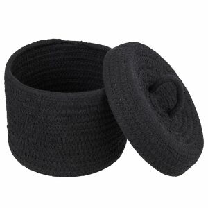 SET UP Fekete Pamut Kosár Fedéllel - Ø16cm 139214239 - Tárolódoboz & kosár