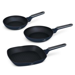 Berlinger Haus Deep Sea Collection 3-piece frying pan set in matte blue - Cookware & bakeware