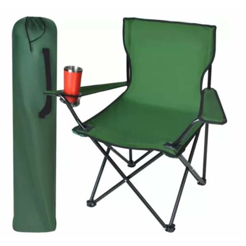 Trizand zöld összecsukható kempingszék pohártartóval és hordtáskával