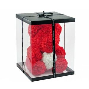 Piros-Fehér Rózsamaci Díszdobozban - 25 cm - Örök Emlék 139217072 - Ajándék ötlet Valentin-napra