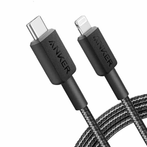 Anker Stromkabel, USB-C (T) auf Lightning (T), 0,9m, 480 Mbit/s, geflochten, schwarz 139218649