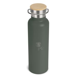 Berlinger Haus Matte Green Collection Sticlă de apă 0.6L cu capac de bambus - Transportatori de alimente și băuturi