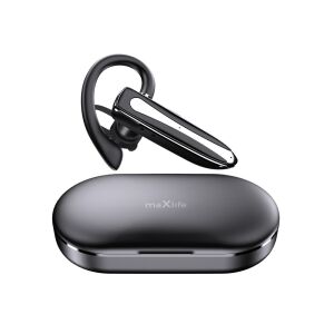 Maxlife MXBH-01 fekete Bluetooth headset töltőtokkal, stúdiófotó - Maxlife