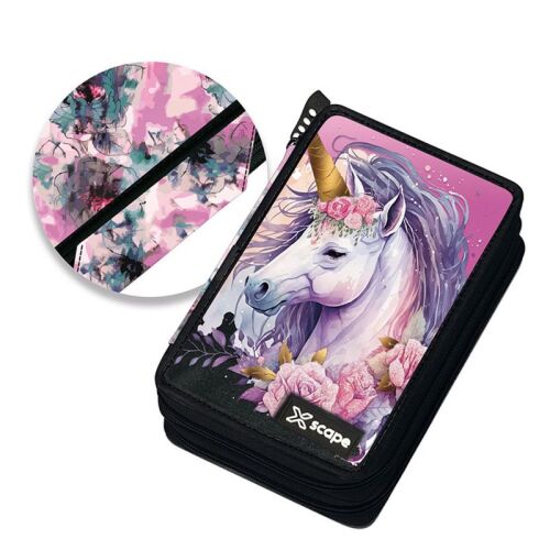Penar echipat Xscape Unicorn cu 10 carioci, 10 creioane colorate și rechizite