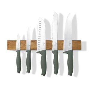 Berlinger Haus Matte Green knife set with acacia wood magnetic holder - Kitchen Knife