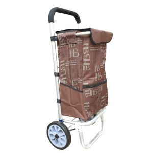 Ádám barna gurulós bevásárlókocsi aluvázzal - Bevásárlókocsi