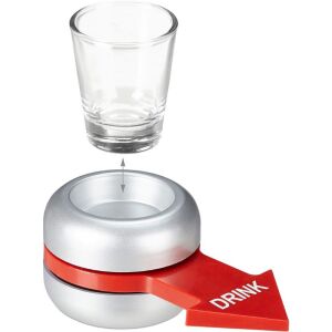 Spin the shot szórakoztató ivójáték, üvegpohárral, 18+, ivójáték partikra, szórakozás a barátokkal, party bár kiegészítők, vicces ötlet új házba vagy születésnapra, szürke 139223995 - Felnőtt társasjáték