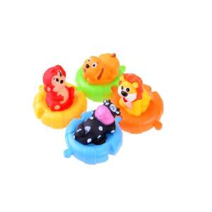 8 piece colorful bath toy set with animal figures, including a monkey, dog, lion, and cow - Bath Toy