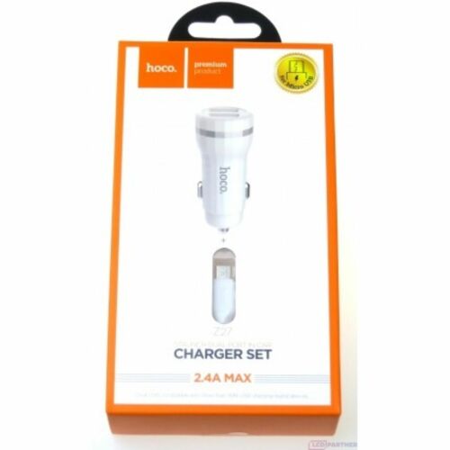 HOCO Z27 Staunch Dupla Portos Autós Töltő Micro USB Kábellel Csomagolás - Autós töltő