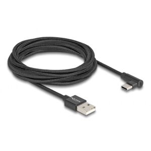 Delock USB 2.0 Type-C Kábel - 3m, Textilburkolat, Ívelt 139225828 - Adatkábel