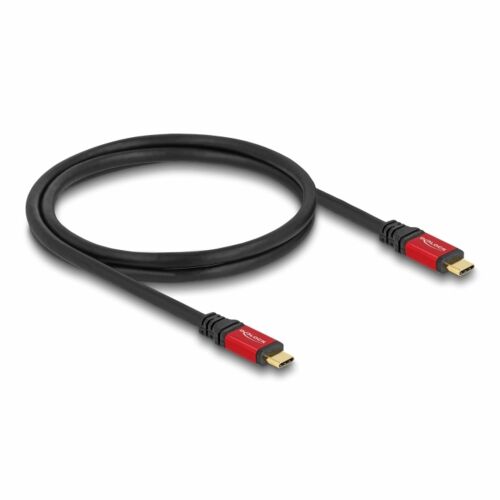 Delock USB-C 2.0 kábel - 240W PD 3.1, 1m, Fémházas, Piros